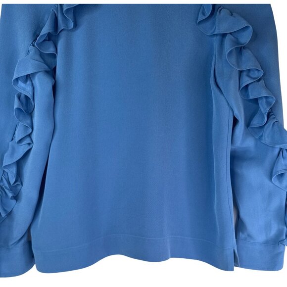 2/$30 J.Crew Size 0 Blue Ruffle Detail Silk Blouse - Picture 6 of 12